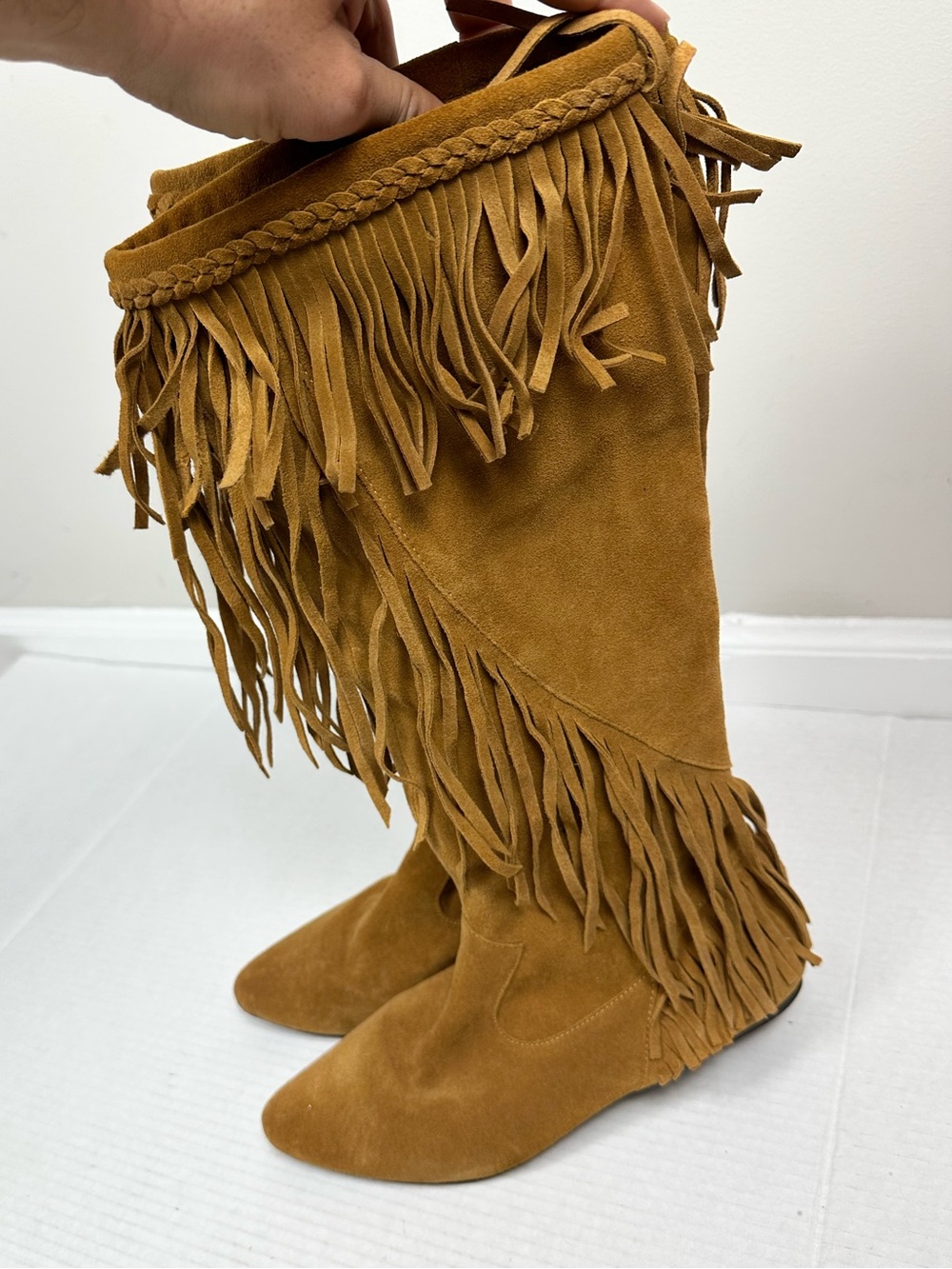 Sam Edelman Utah Suede Knee High Fringe Boots Size 8.0 M - Picture 3 of 12